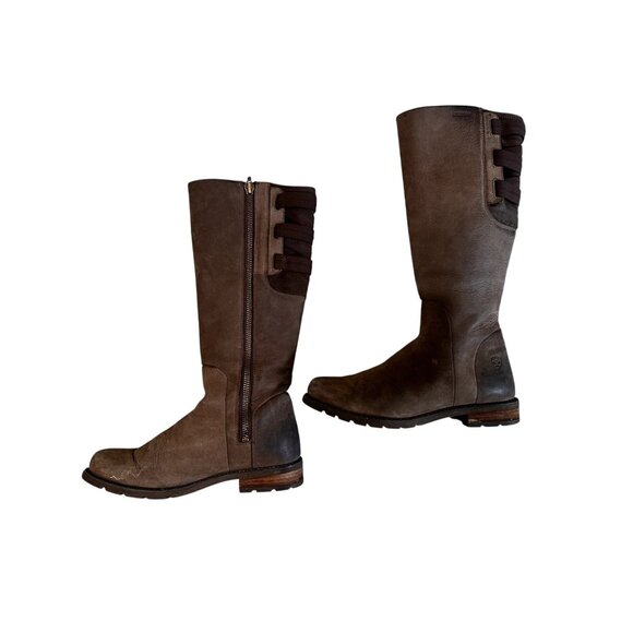 SOLD Ariat Clara H2O Work Boots Women 7.5 Brown Real Leather Tall Equestrian Ful - Picture 4 of 16